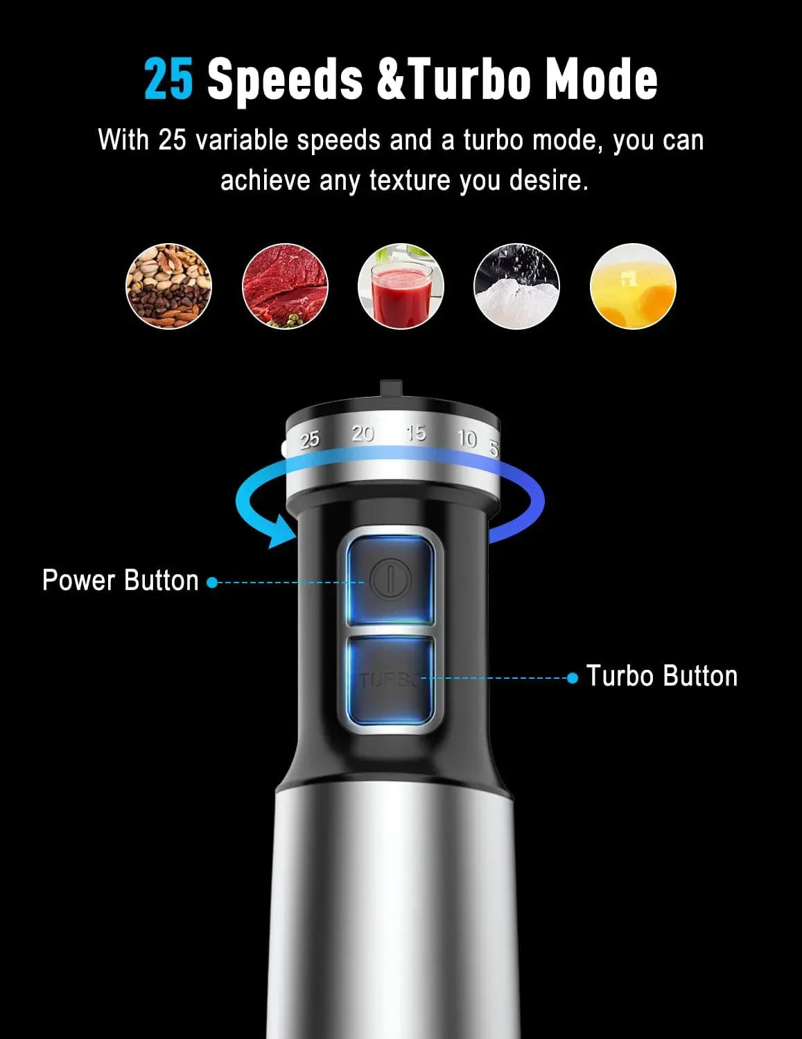 1000W Powerful Immersion Blender handheld, New Update Hand Blender with 25-Speed, Scratch-Resistant Corded Hand Mixer with Heavy-Duty Copper Brushless Motor and Gift Box