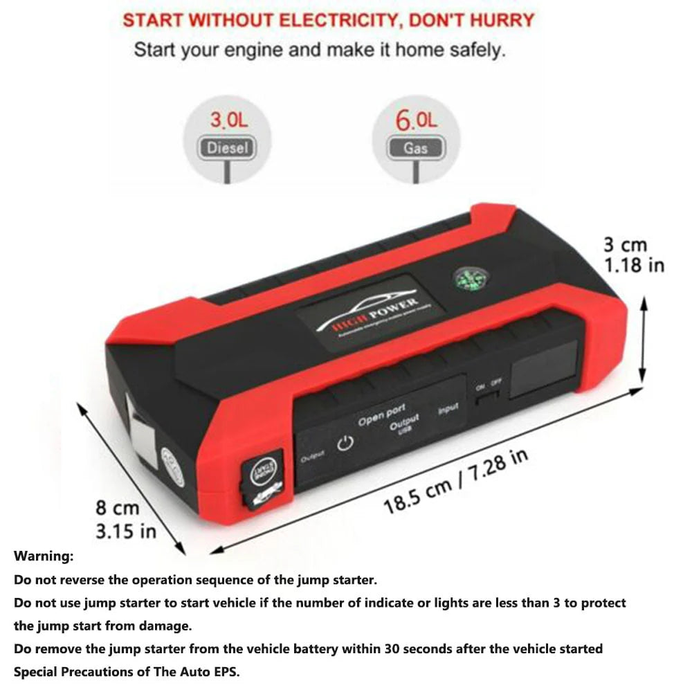 Xhy 89800mAh Car Jump Starter Portable Battery Pack Booster Jumper Box Emergency Start Power Bank Supply Charger with Built-in LED Light