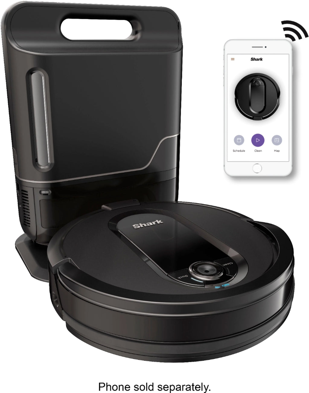 Shark - IQ Robot Self-Empty XL RV1001AE, Wi-Fi Connected, Robot Vacuum with Self-Cleaning Brushroll - Black