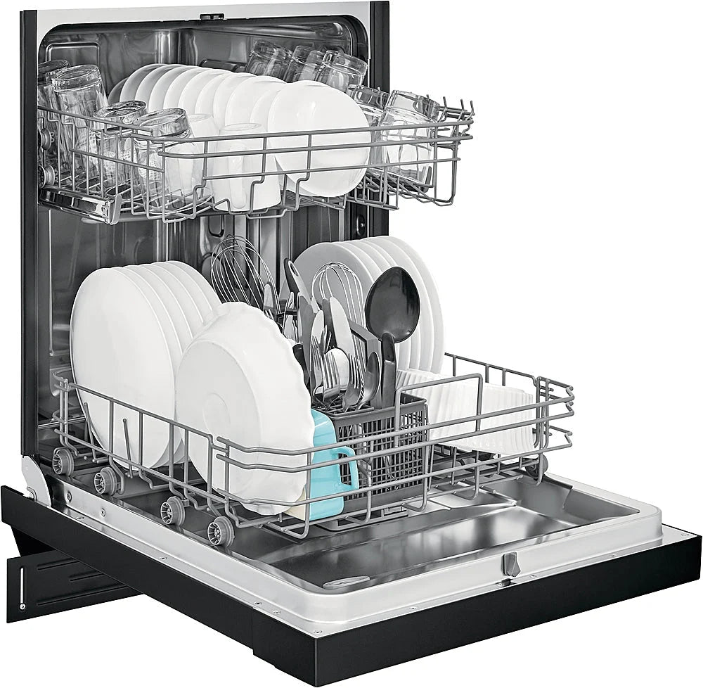 Frigidaire - 24 Compact Front Control Built-In Dishwasher with Stainless Steel Tub, 52 dBA - Black