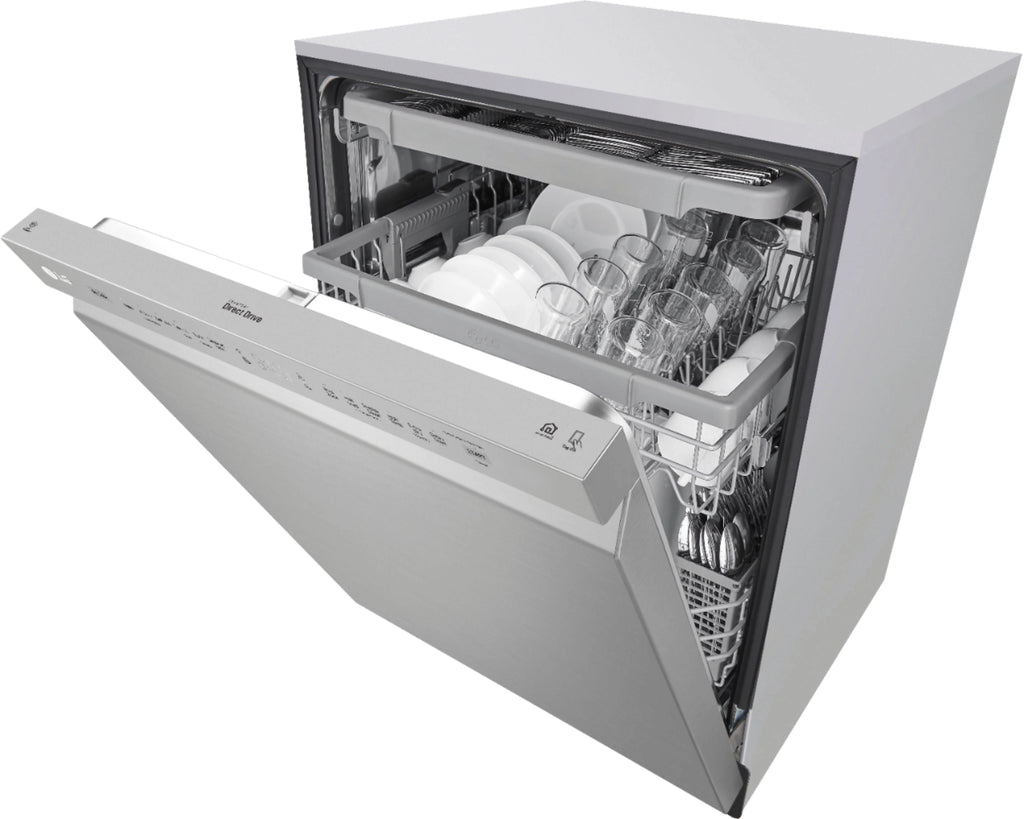 LG - 24 Front Control Smart Built-In Stainless Steel Tub Dishwasher with 3rd Rack, Quadwash, and 48dba - Stainless steel