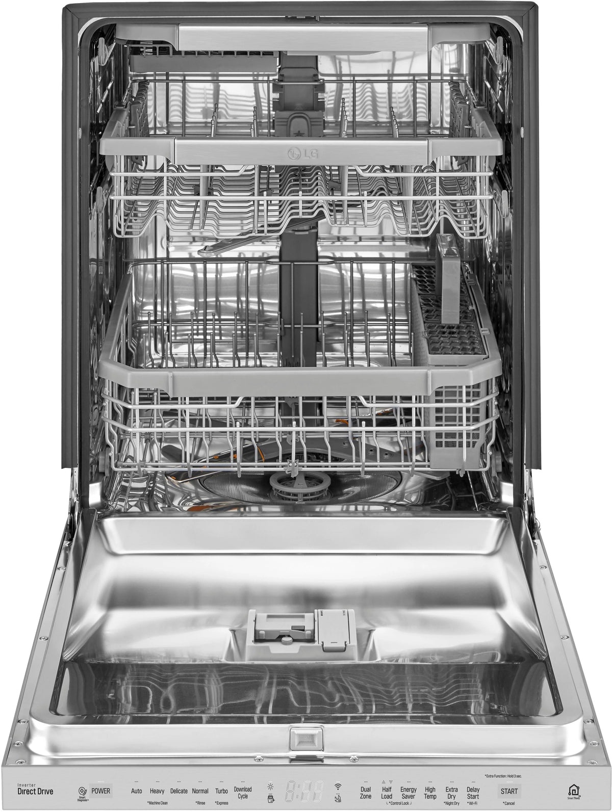 LG - 24 Top Control Smart Wi-Fi Enabled Dishwasher with QuadWash and Stainless Steel Tub - Stainless steel