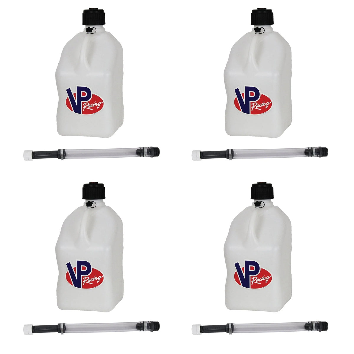 VP Racing Fuels Motorsport 5.5 Gal Utility Jug w/ 14 Hose, White (4 Pack)