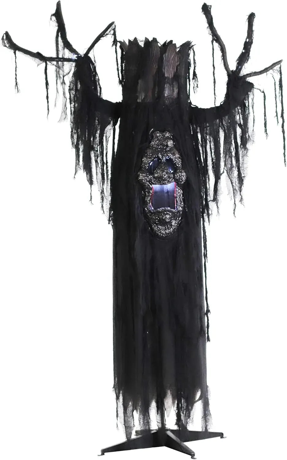 Haunted Hill Farm Life-Size Haunted Talking Tree Halloween Animatronic with Moving Mouth, Lights and Sound, Touch Activated and Battery Operated Indoor or Covered Outdoor Halloween Decorations