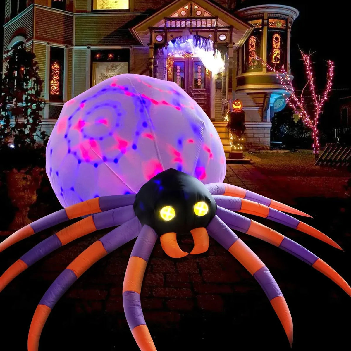 DomKom Giant 16FT Halloween Inflatable Decorations Spider, Build-in Magic LED Lights Holiday Blow Up Yard Decoration for Halloween Holiday Party Outdoor,Garden Yard Lawn Decor