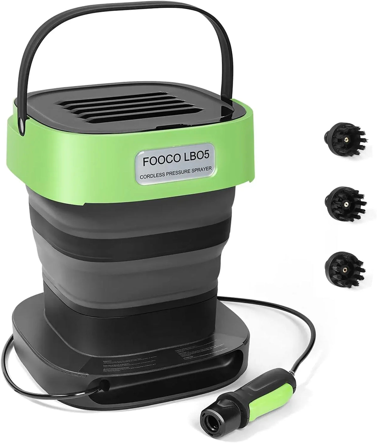 Pro Cordless Pressure Washer W/Foldable 3.2gal Water Tank & Accessories, Auto-Rewind Hose Reel & Any-Length Lock Portable Power Washer for Cars, Bikes, Pets, Fishing Gear, Garden & Camping