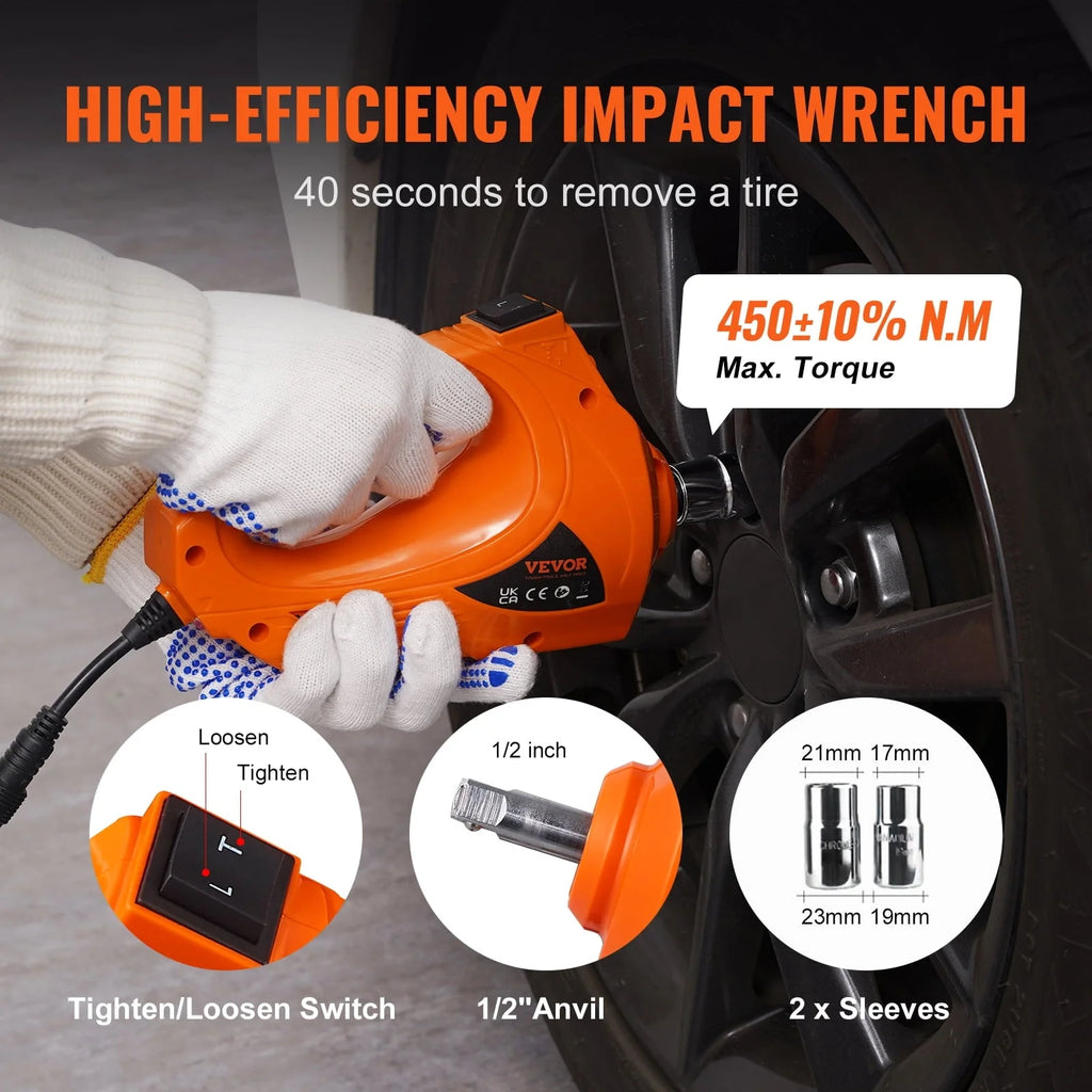 VEVOR Electric Car Jack, 5 Ton 12V Electric Hydraulic Car Jack with Impact Wrench Inflator Pump for SUV Sedans