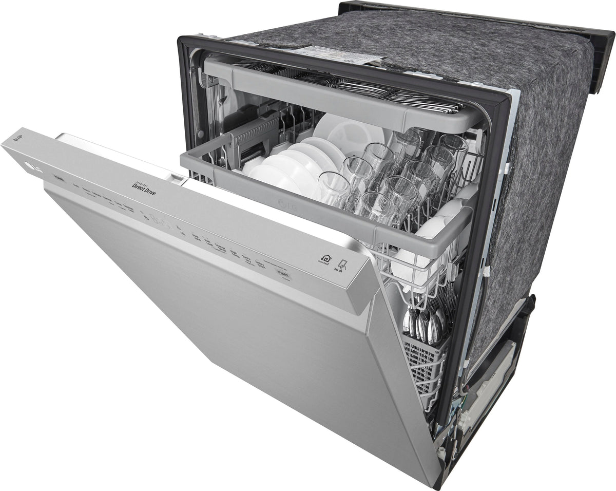 LG - 24 Front Control Smart Built-In Stainless Steel Tub Dishwasher with 3rd Rack, Quadwash, and 48dba - Stainless steel