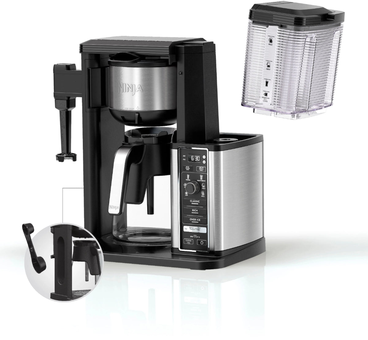 Ninja CM401 - 10-Cup Specialty Coffee Maker with Fold-Away Frother and Glass Carafe CM401 - Black/Stainless Steel