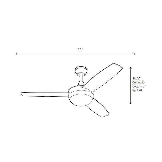 Harbor Breeze Beach Creek 44-in Brushed Nickel LED Indoor Downrod or Flush Mount Ceiling Fan with Light Remote (3-Blade)