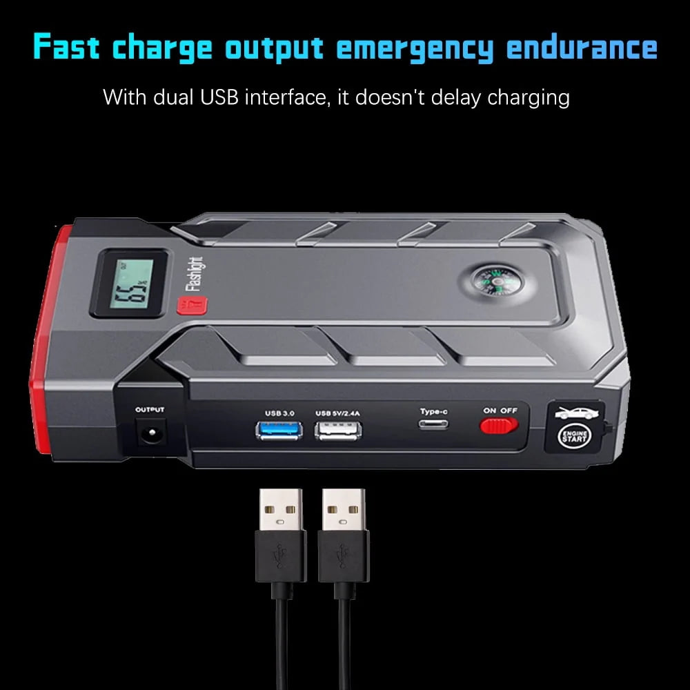 Car Battery Jump Starter 600A Jump Box (4L Gas/2.5L Diesel),DFITO Portable Car Starter Battery Pack with Smart Jumper Cables, Quick Charge, Large Display, Lights