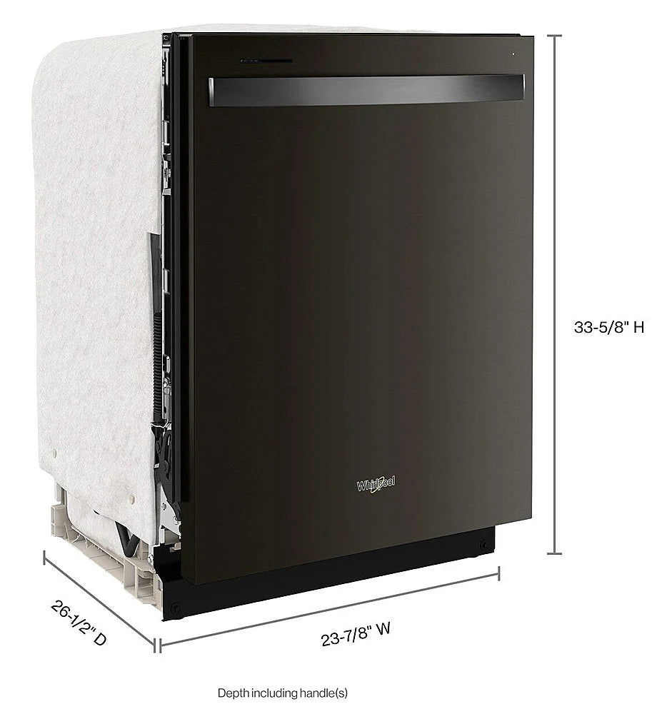 Whirlpool - 24 Top Control Built-In Dishwasher with Stainless Steel Tub, Large Capacity & 3rd Rack, 47 dBA - Black stainless steel