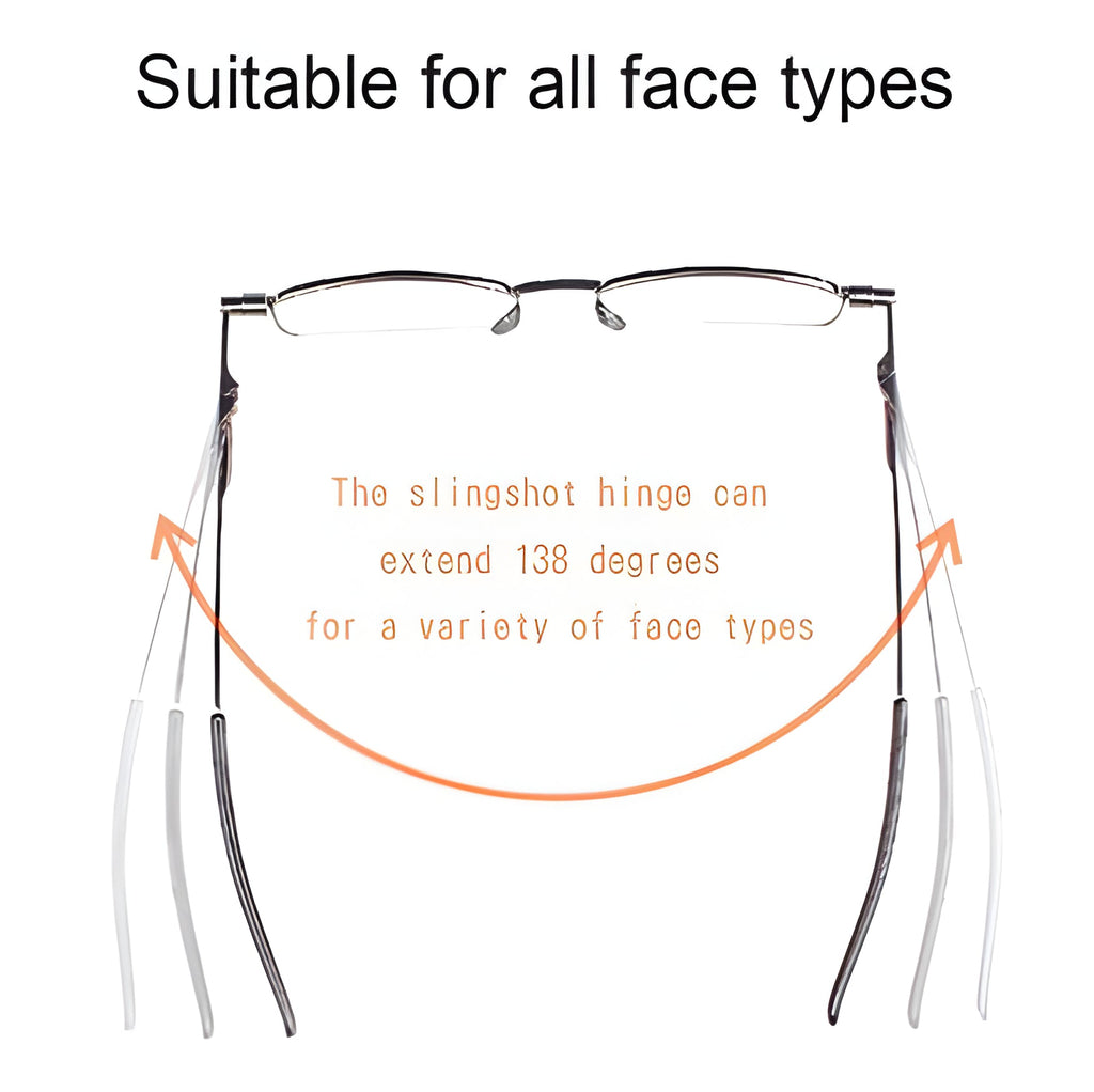 Folding Reading Glasses with 90 Degrees Spring Hinge and Stainless Steel Frame, Ultra Compact
