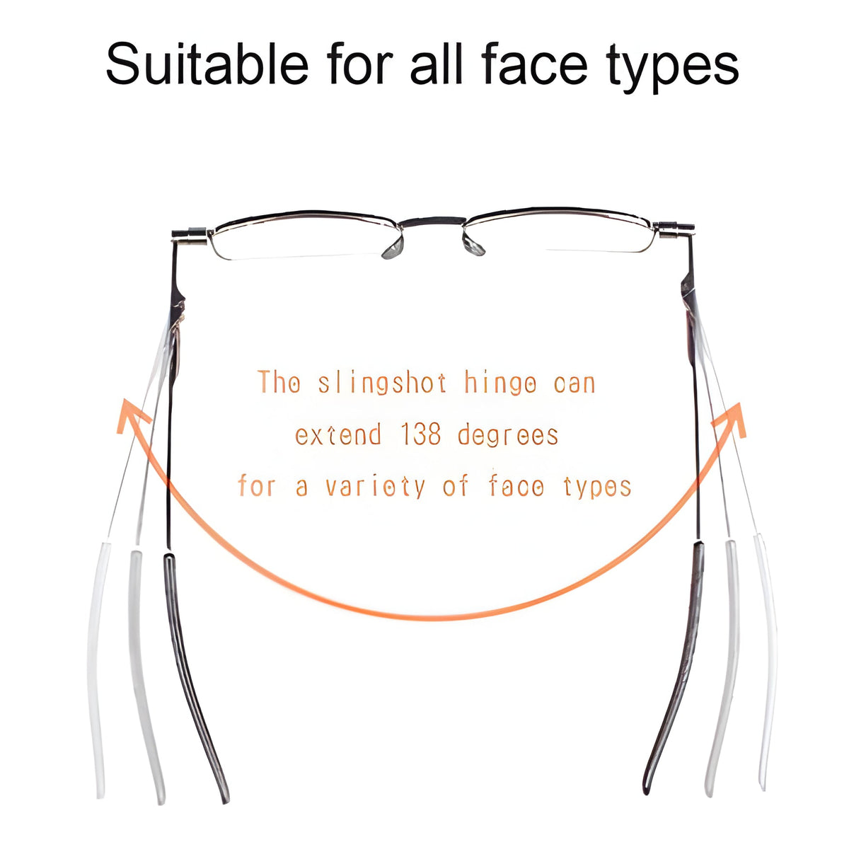 Folding Reading Glasses with 90 Degrees Spring Hinge and Stainless Steel Frame, Ultra Compact