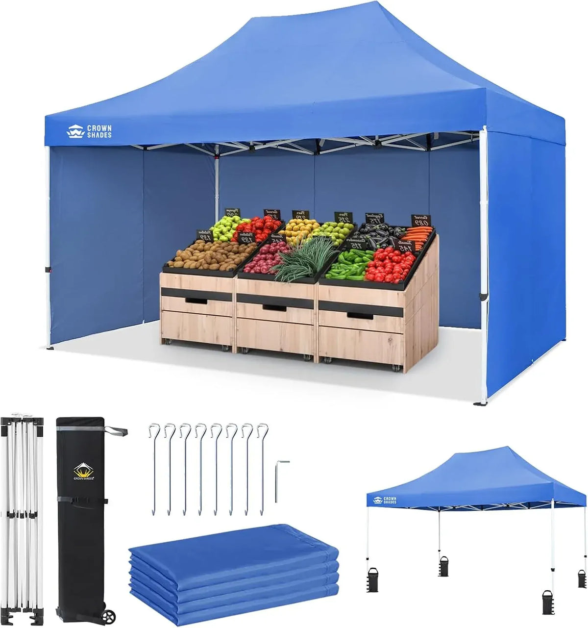 10X10 Comercial Instant Canopy Pop Up Tent with Center Lock (10x10 with 4 Sidewalls, Black)