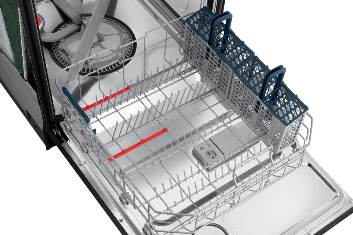 Samsung - StormWash 24 Top Control Built-In Dishwasher with AutoRelease Dry, 3rd Rack, 48 dBA - Black stainless steel