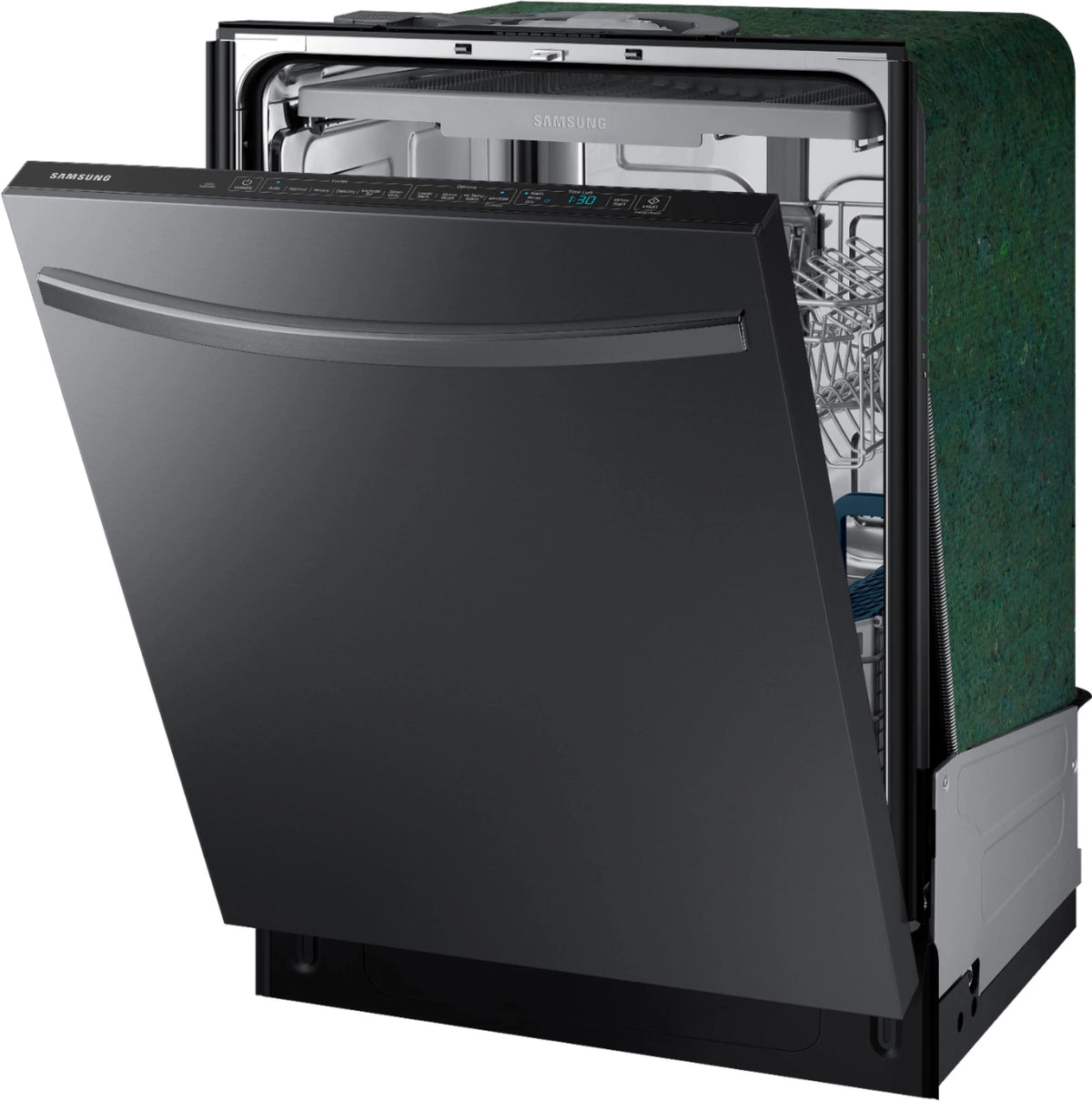Samsung - StormWash 24 Top Control Built-In Dishwasher with AutoRelease Dry, 3rd Rack, 48 dBA - Black stainless steel