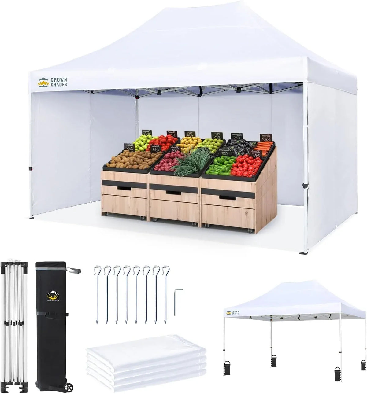 10X10 Comercial Instant Canopy Pop Up Tent with Center Lock (10x10 with 4 Sidewalls, Black)