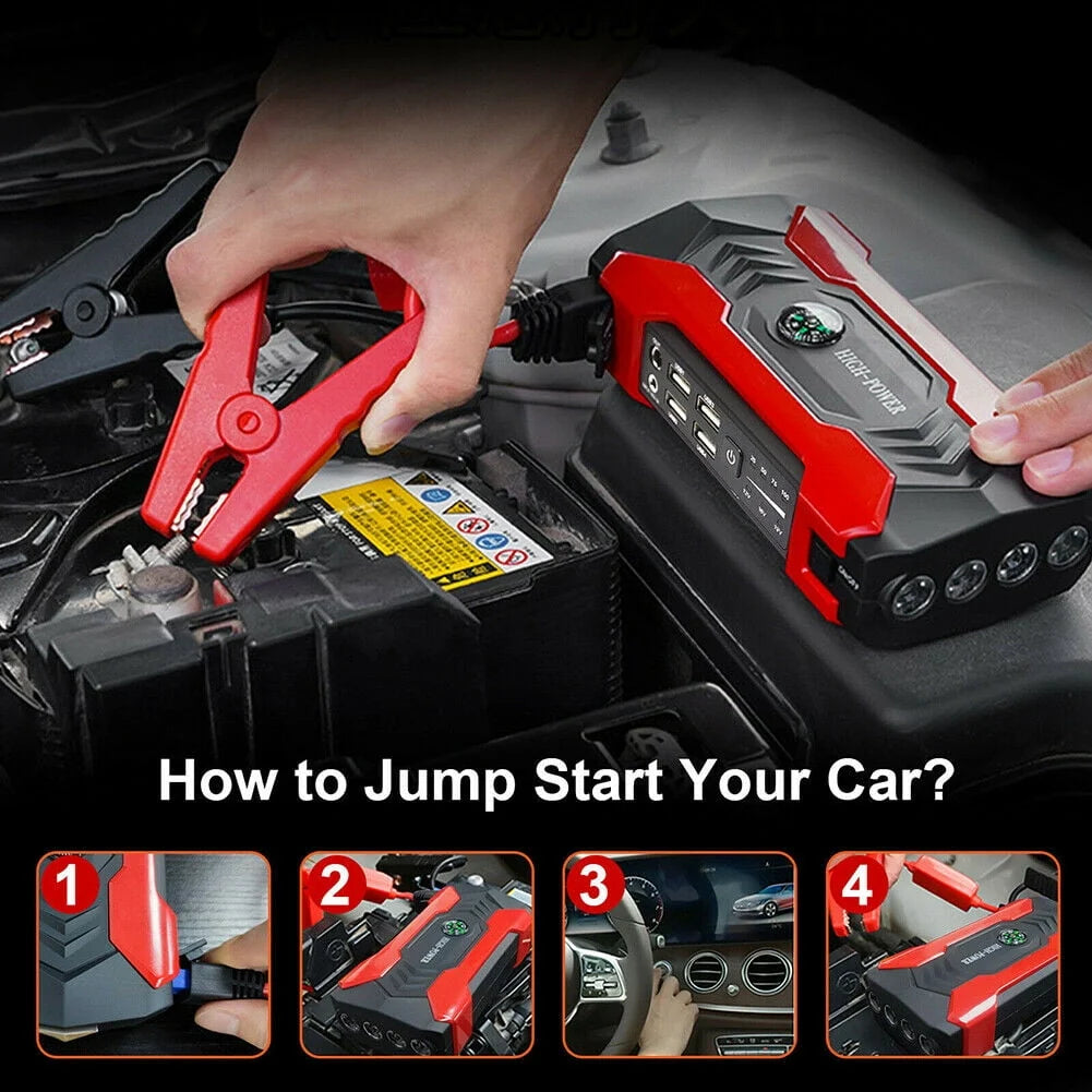 Xhy Jump Starter 12V Car Battery Pack Booster Jumper Box Emergency Start Power Bank Supply Charger with Built-in LED Light