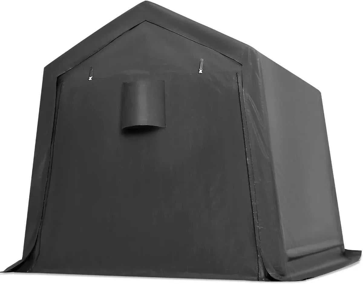ADVANCE OUTDOOR 6x8 ft Outdoor Portable Storage Shelter Shed with 2 Roll up Zipper Doors & Vents Carport for Motorcycle Waterproof and UV Resistant Portable Garage Kit Tent, Gray