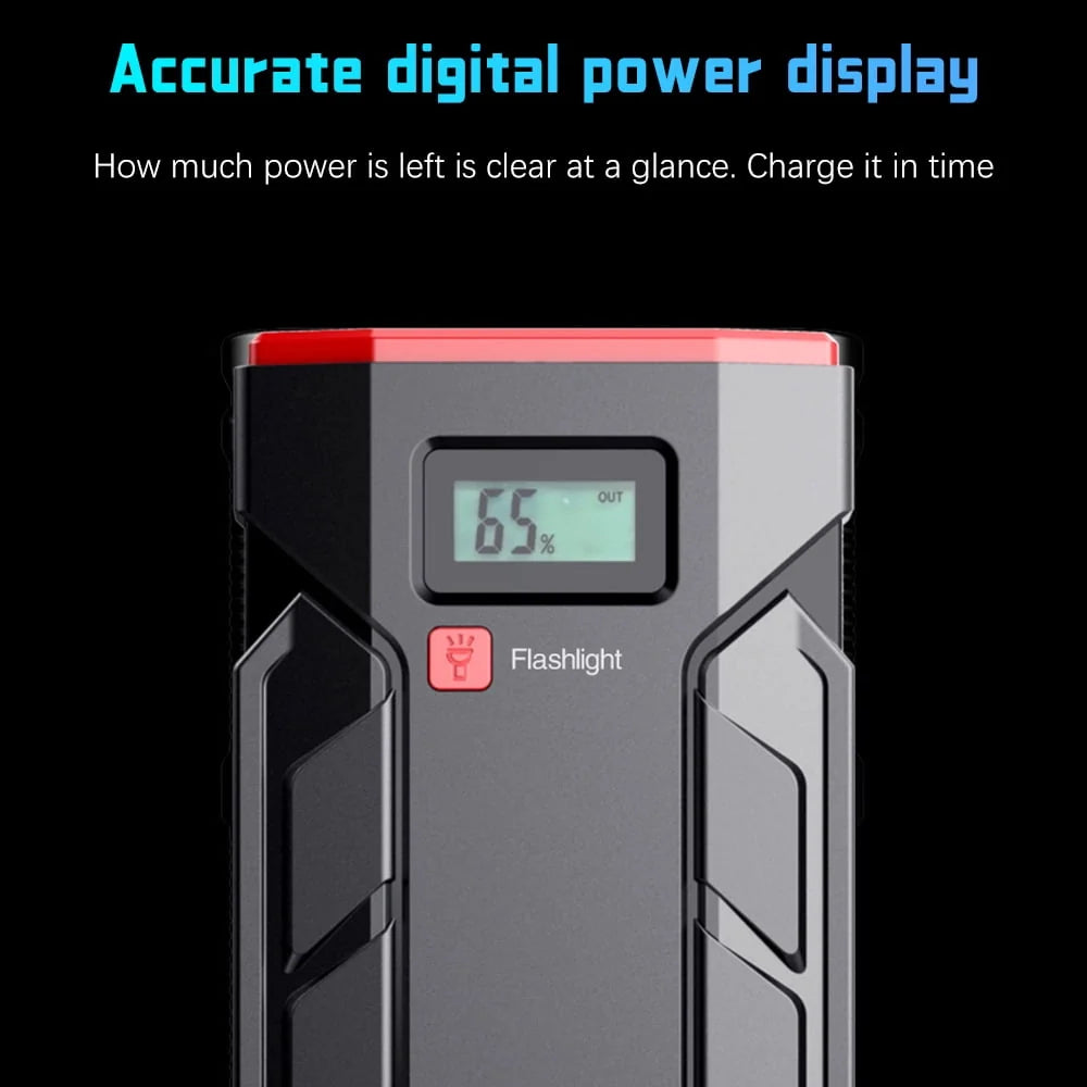 Car Battery Jump Starter 600A Jump Box (4L Gas/2.5L Diesel),DFITO Portable Car Starter Battery Pack with Smart Jumper Cables, Quick Charge, Large Display, Lights