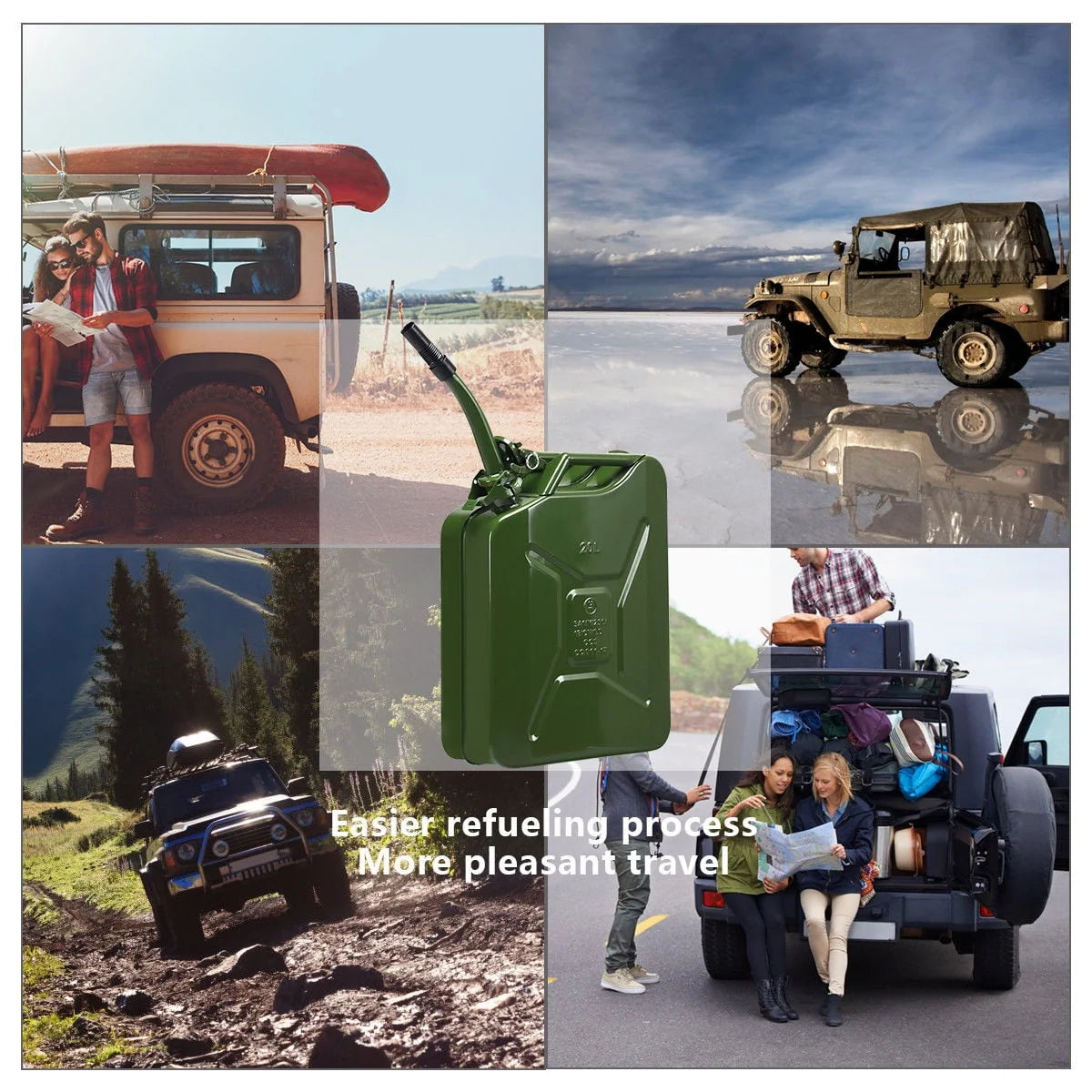 Gymax Green 5 Gallon 20L Jerry Fuel Can Steel Gas Container Emergency Backup w/ Spout
