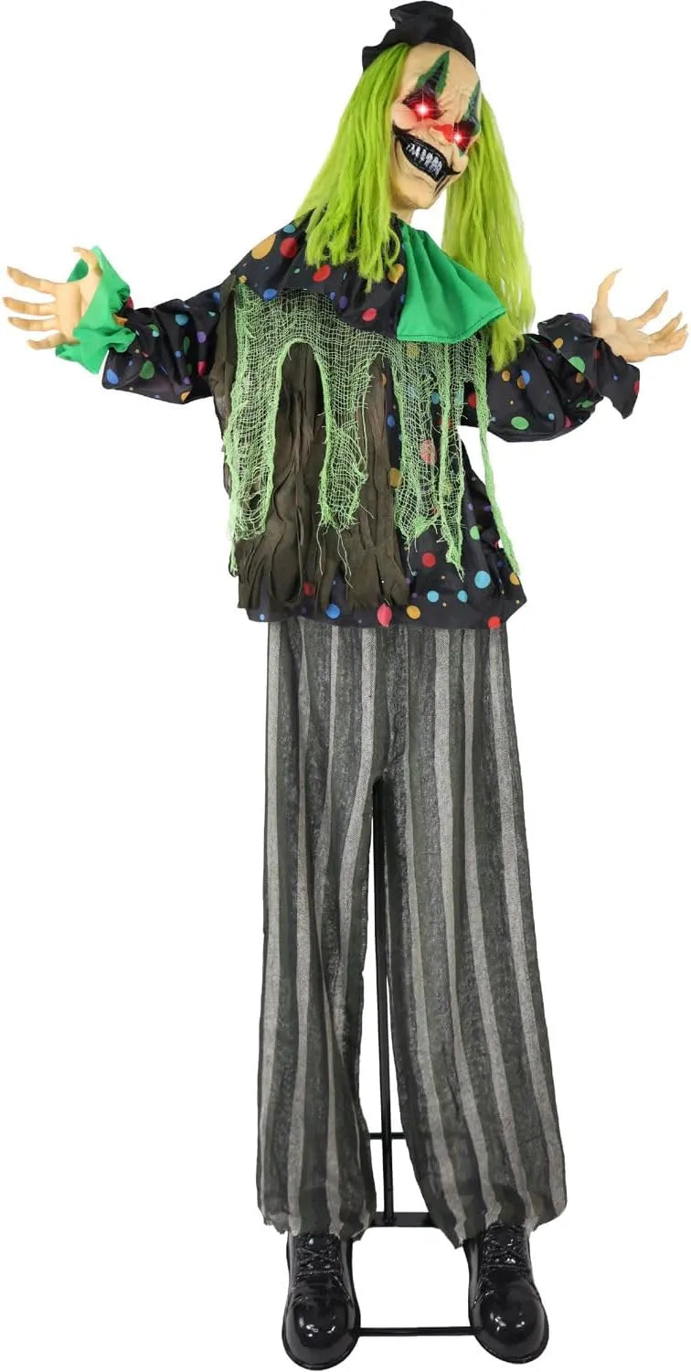 Haunted Hill Farm Life-Size Talking Clown Jack in The Box, Halloween Animatronic with Motion and Touch Activated Lights and Sounds, Battery Operated Indoor or Covered Outdoor Halloween Decorations