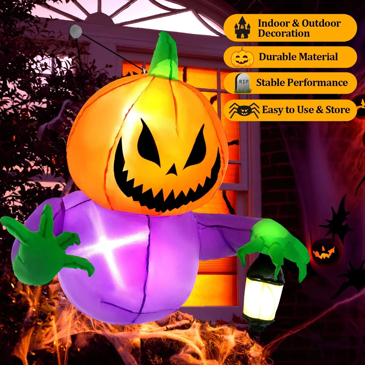 Halloween Inflatables Outdoor Decorations, Flying Pumpkin Broke Out from Window