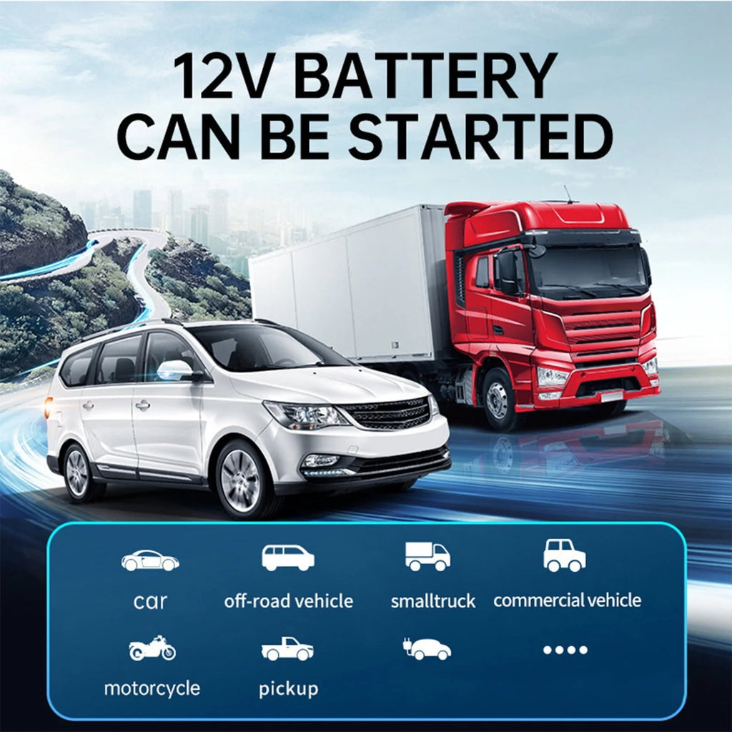 Ozmmyan Car Inflator Battery Jump 2-in-1 1000A Emergency Start Power Supply 12V Battery Pack Battery Booster Jump Box Portable Charger Jumper Cables LED Display Screen Car Accessories Clearance