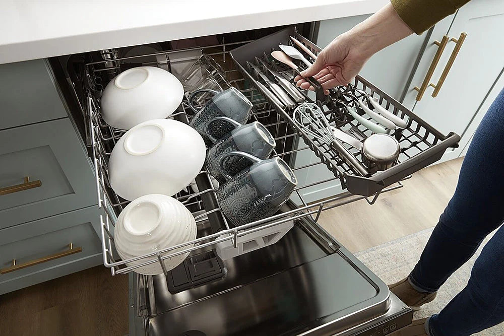 Whirlpool - 24 Top Control Built-In Dishwasher with Stainless Steel Tub, Large Capacity & 3rd Rack, 47 dBA - Black stainless steel