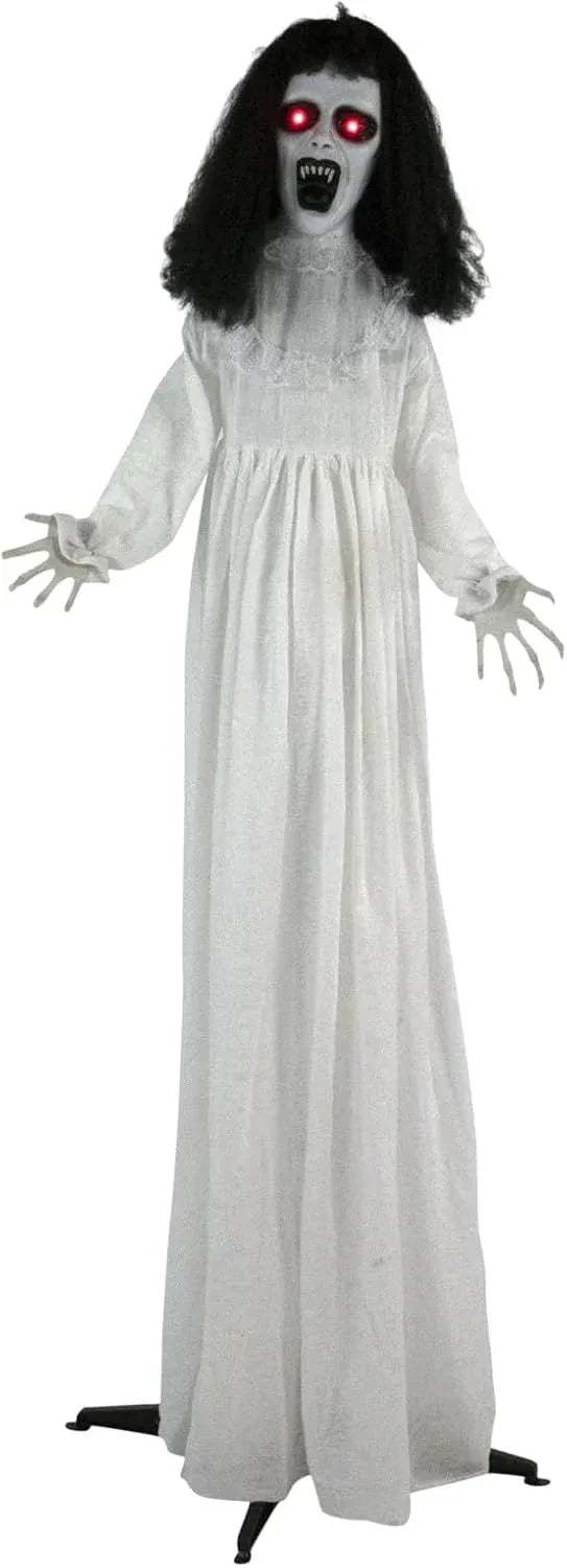 Haunted Hill Farm Life-Size Halloween Animatronic, Scary Talking Zombie Maid with Touch Activated Lights and Sounds, Battery Operated Indoor or Covered Outdoor Halloween Decorations for Home