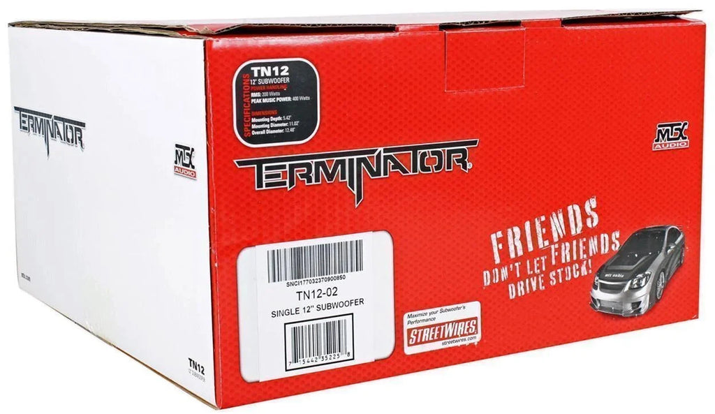 MTX Terminator TN12-02 12” 400 Watt Car Audio Subwoofer+Sealed Sub Box Enclosure