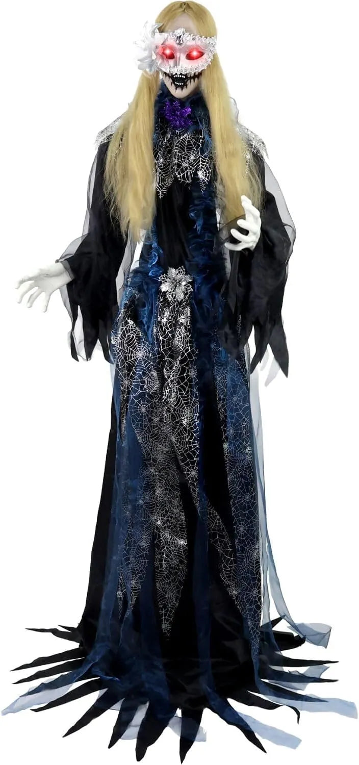 Haunted Hill Farm Life-Size Halloween Animatronic, Scary Talking Zombie Maid with Touch Activated Lights and Sounds, Battery Operated Indoor or Covered Outdoor Halloween Decorations for Home