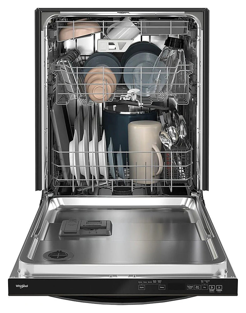 Whirlpool - 24 Top Control Built-In Dishwasher with Stainless Steel Tub, Large Capacity & 3rd Rack, 47 dBA - Black stainless steel