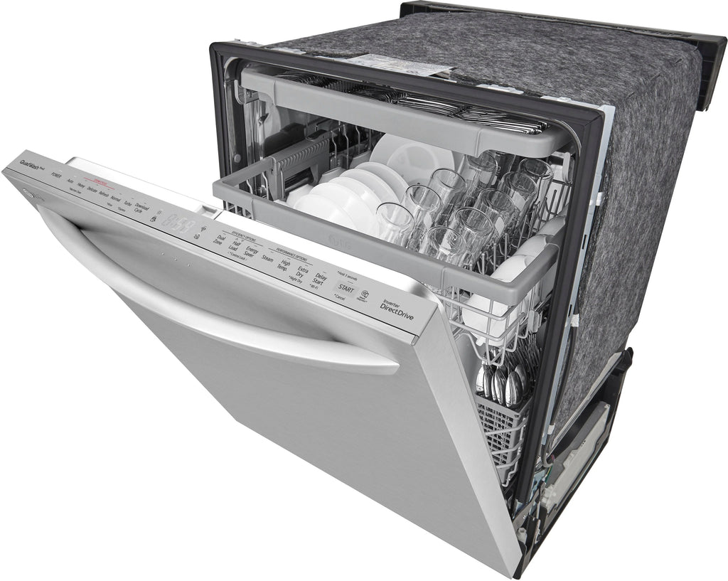 LG - 24 Top Control Smart Built-In Stainless Steel Tub Dishwasher with 3rd Rack, QuadWash and 46dba - Stainless steel
