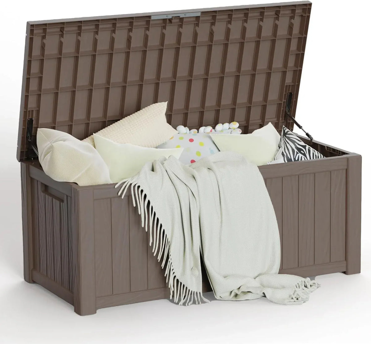 150 Gallon Outdoor Storage Cabinet, Large Outdoor Storage Box for Patio Furniture Covers, Cushion Pillows, Waterproof Deck Box with Lockable Lid for Garden Tools, Pool Accessories, Taupe