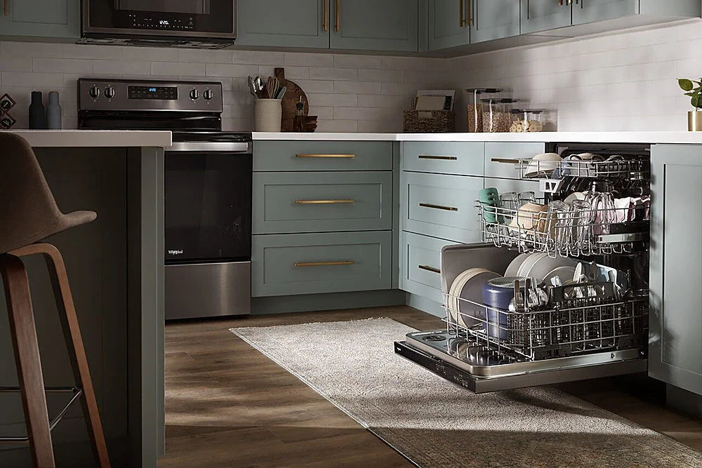 Whirlpool - 24 Top Control Built-In Dishwasher with Stainless Steel Tub, Large Capacity & 3rd Rack, 47 dBA - Black stainless steel