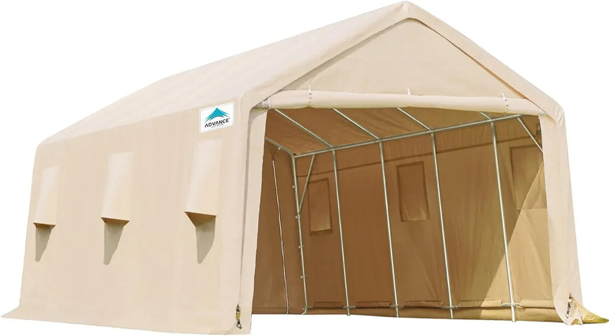 ADVANCE OUTDOOR 6x8 ft Outdoor Portable Storage Shelter Shed with 2 Roll up Zipper Doors & Vents Carport for Motorcycle Waterproof and UV Resistant Portable Garage Kit Tent, Gray