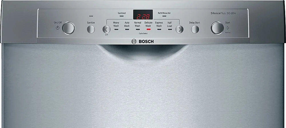 Bosch - 100 Series 24 Front Control Tall Tub Built-In Dishwasher with Stainless-Steel Tub - Stainless steel