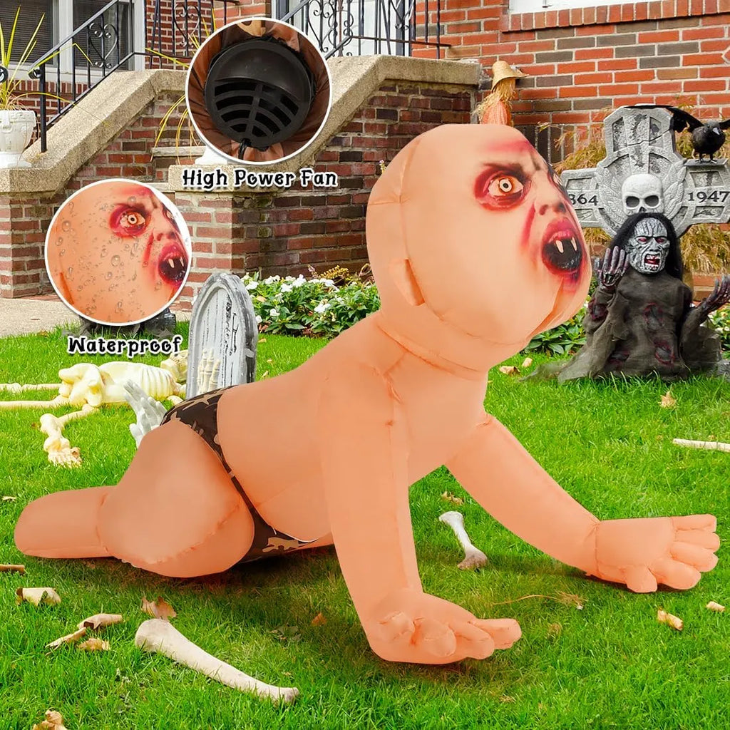 4 FT Halloween Inflatable Zombie Outdoor Decorations Blow Up Yard Scary Zombie with Built-in LEDs for Indoor Garden Lawn Party Decor