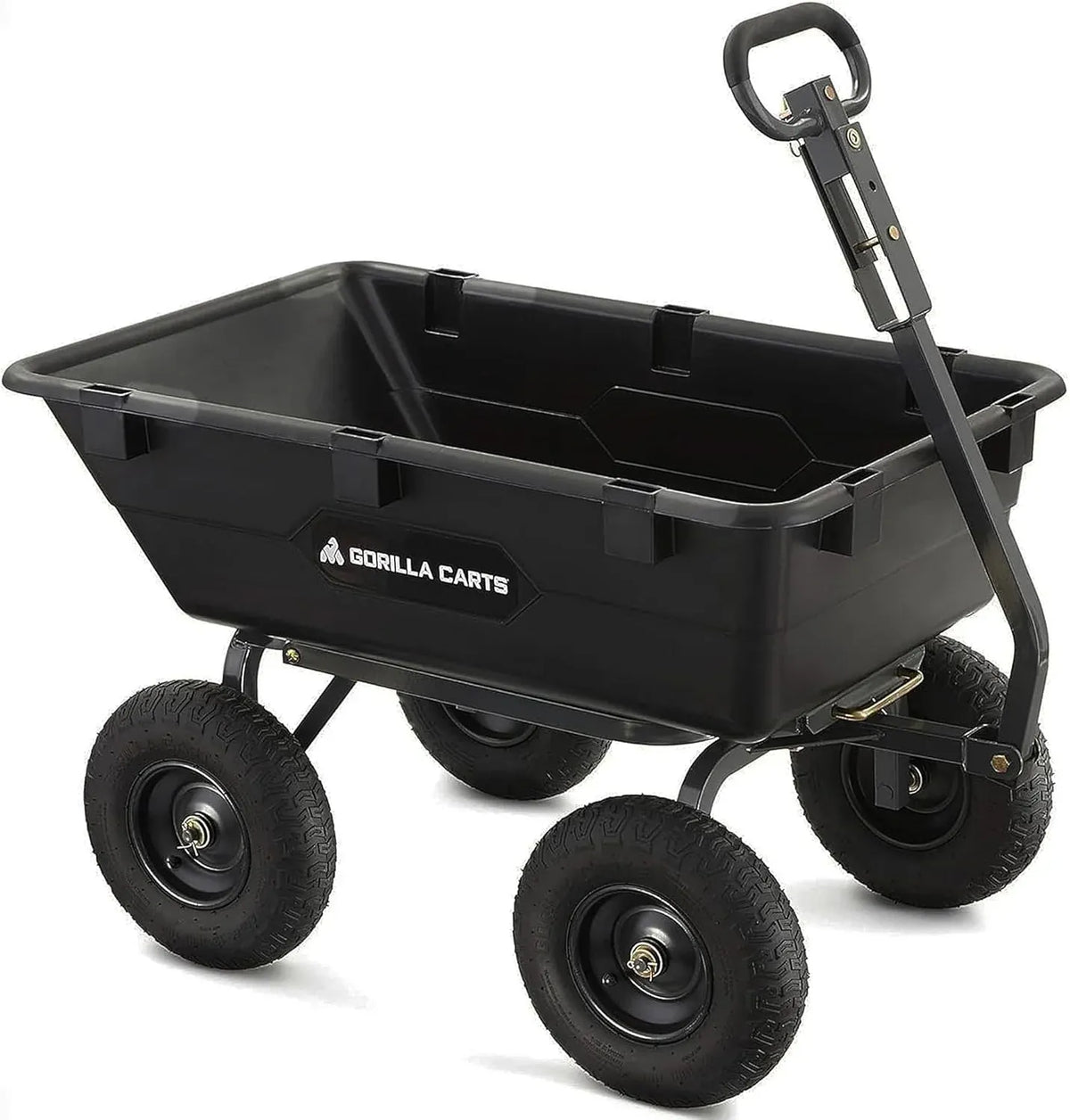 Gorilla Carts Poly Garden Dump Cart, 4 Cu Ft Tub, 600 lb Haul Capacity, Green – Heavy-Duty Utility Wagon with Quick-Release Dumping & Pneumatic Tires for Yard, Landscaping and Gardening
