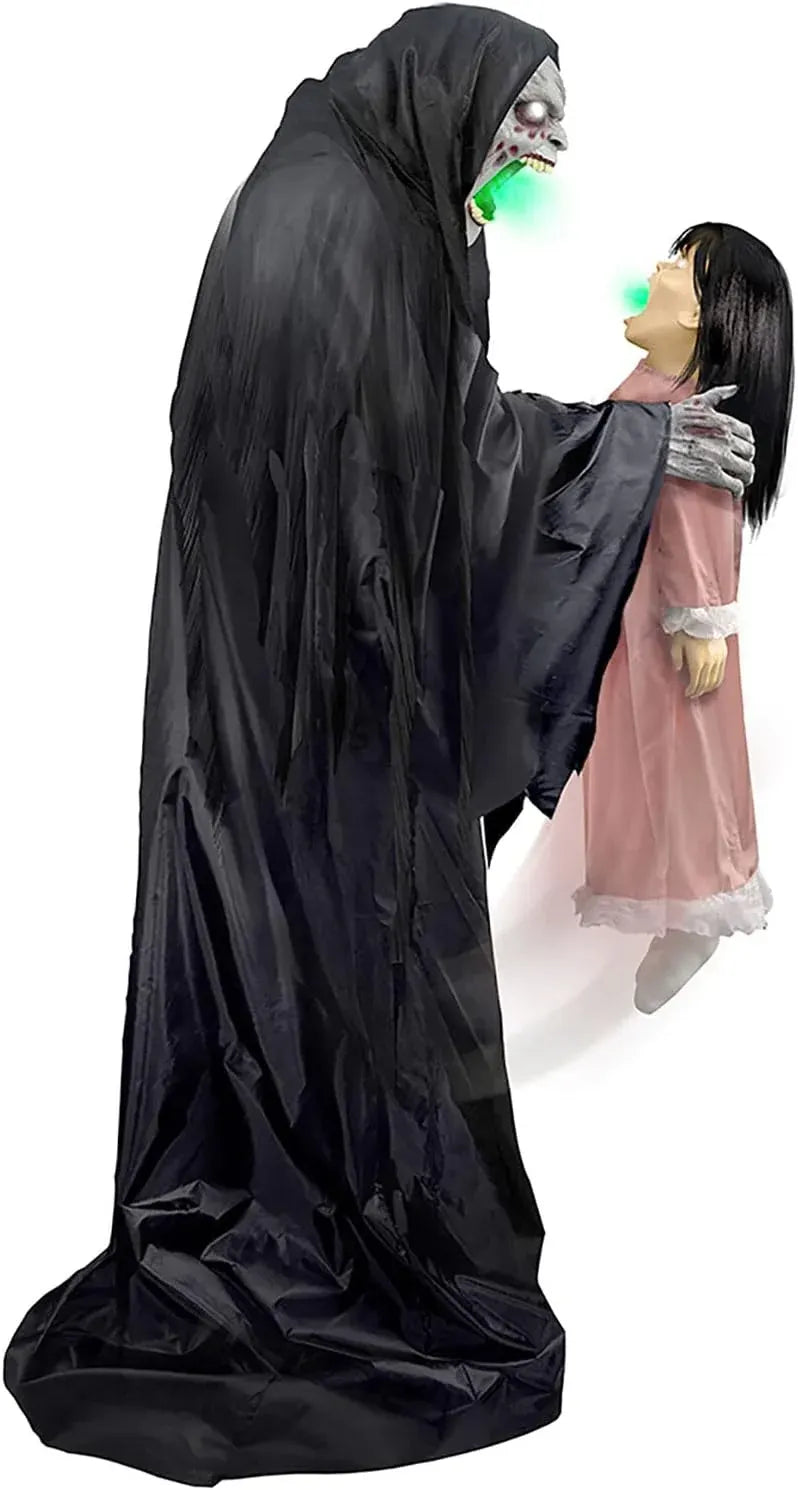 Haunted Hill Farm 7-Ft Animatronic Soul Harvester by Tekky, Halloween Animatronic, Spooky Prop & Party Decoration, Indoor & Covered Outdoor Creepy Witch Decor Motion-Activated Lights & Sound, LifeSize