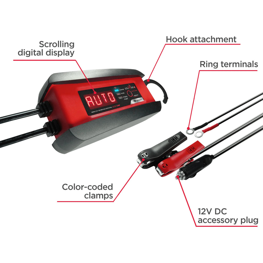 Schumacher SC1344 3A 6V/12V Smart Battery Charger and Maintainer - wireless monitoring, New in Box