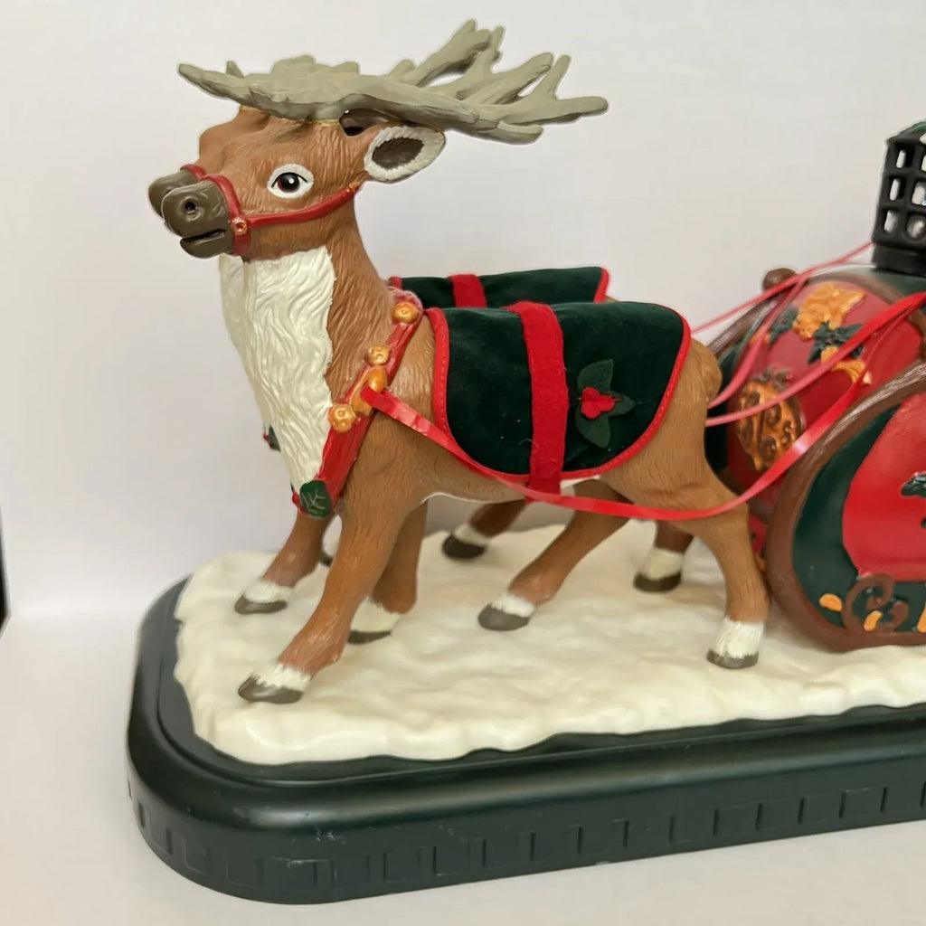 Vintage 1995 Holiday Creations Animated Santa Sleigh & Reindeer Tested Works