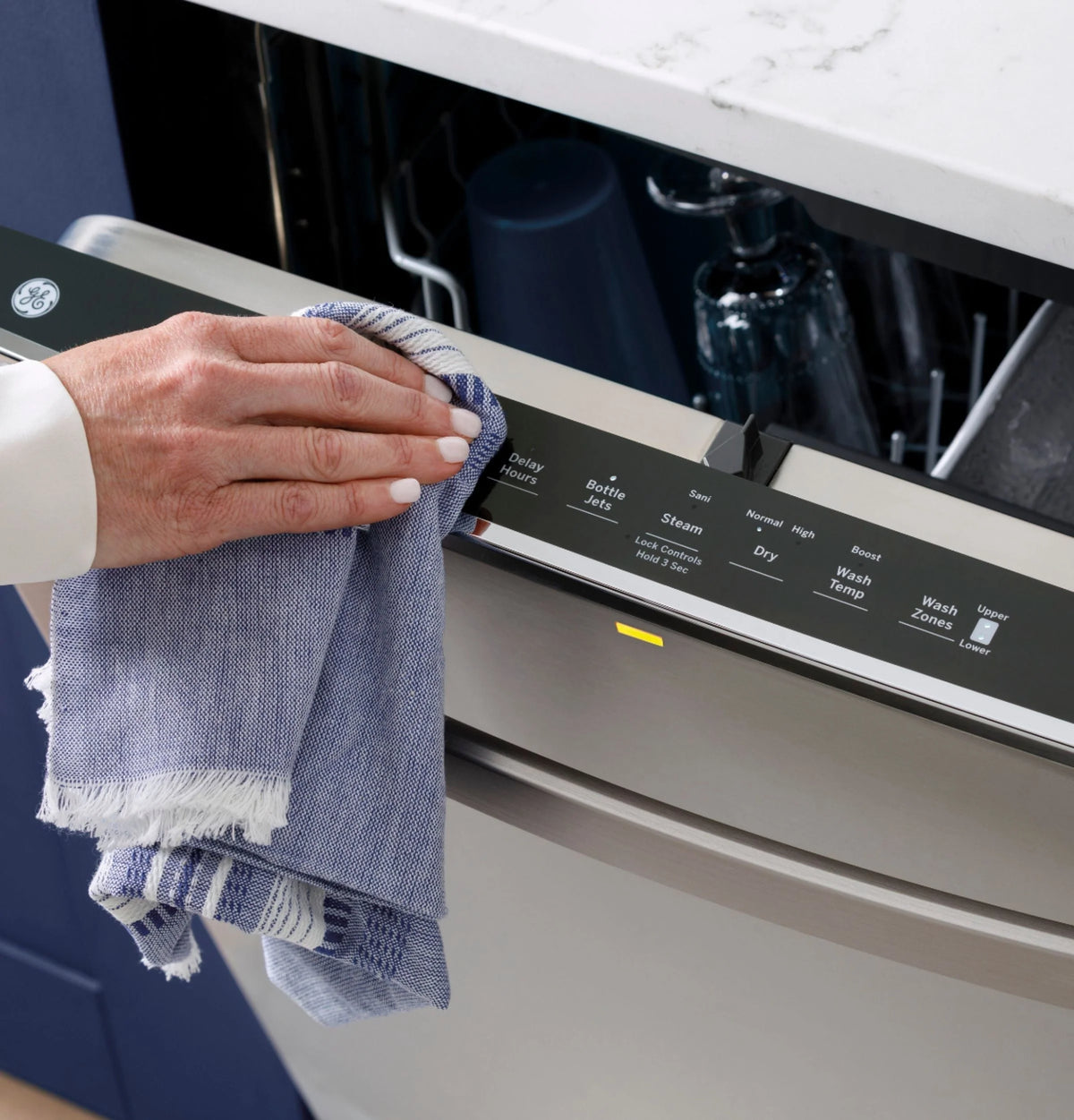 GE - Top Control Built-In Dishwasher with Stainless Steel Tub, 48 dBA - Slate