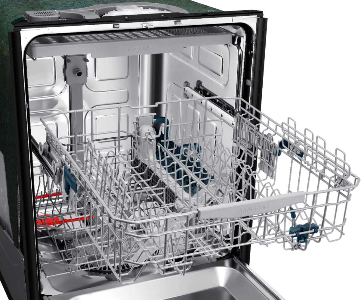 Samsung - StormWash 24 Top Control Built-In Dishwasher with AutoRelease Dry, 3rd Rack, 48 dBA - Black stainless steel