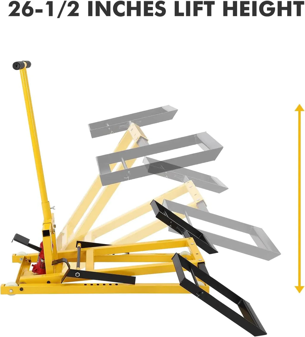 Lawn Mower Lift Jack 26 Inch, Lawn Mower Lift with Hydraulic Jack, Welded Solid Steel Construction, for Riding Lawn Mowers Tractors, ATV, Maintenance & Repairs (Weight Capacity 500 LBS)