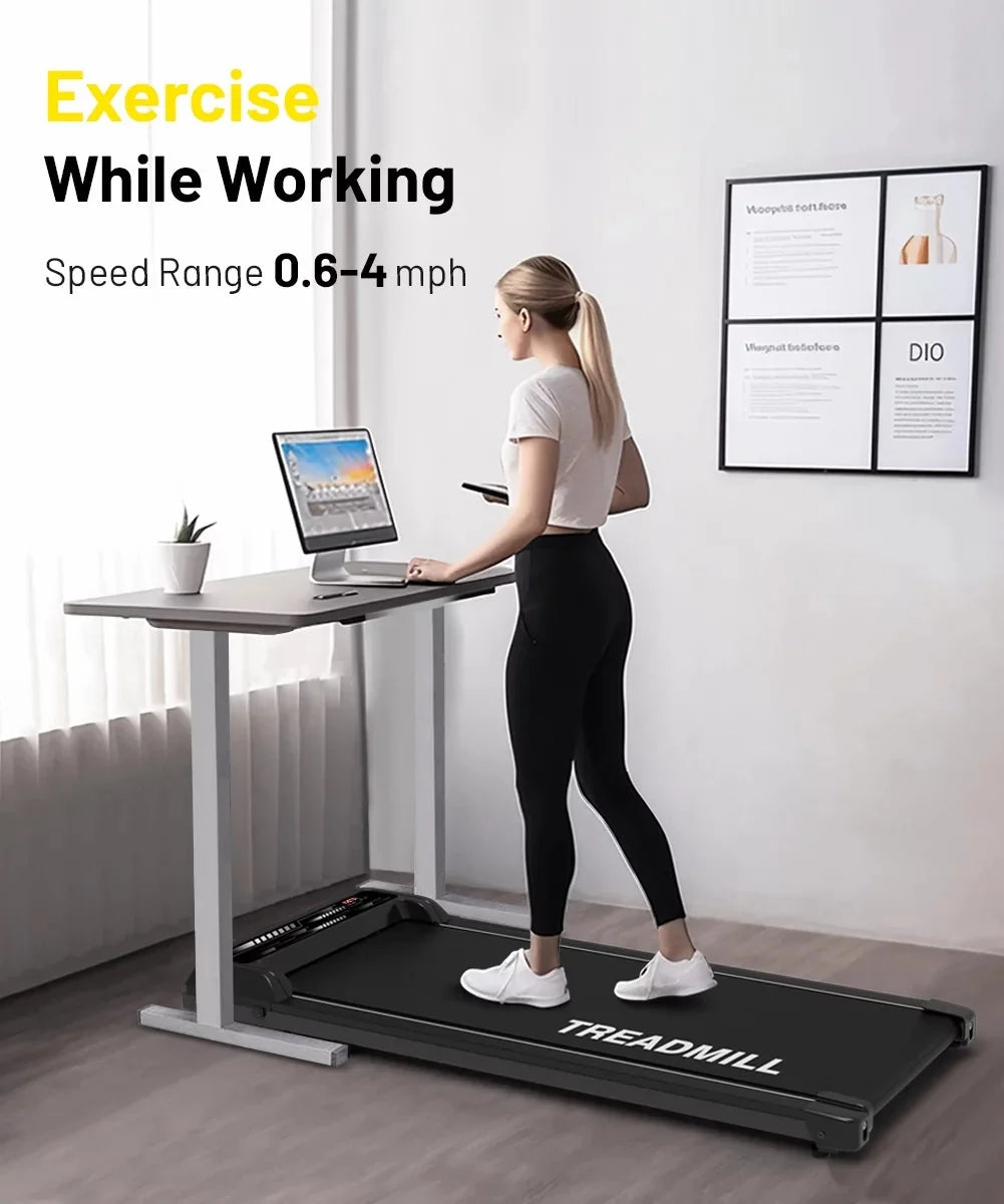 Walking Treadmill Under Desk Portable Walking Pad 265LBS 2.25HP for Home Office, Black