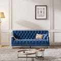 78 Modern Sofa Dutch Plush Upholstered Sofa with Metal Legs, Button Tufted Back Blue