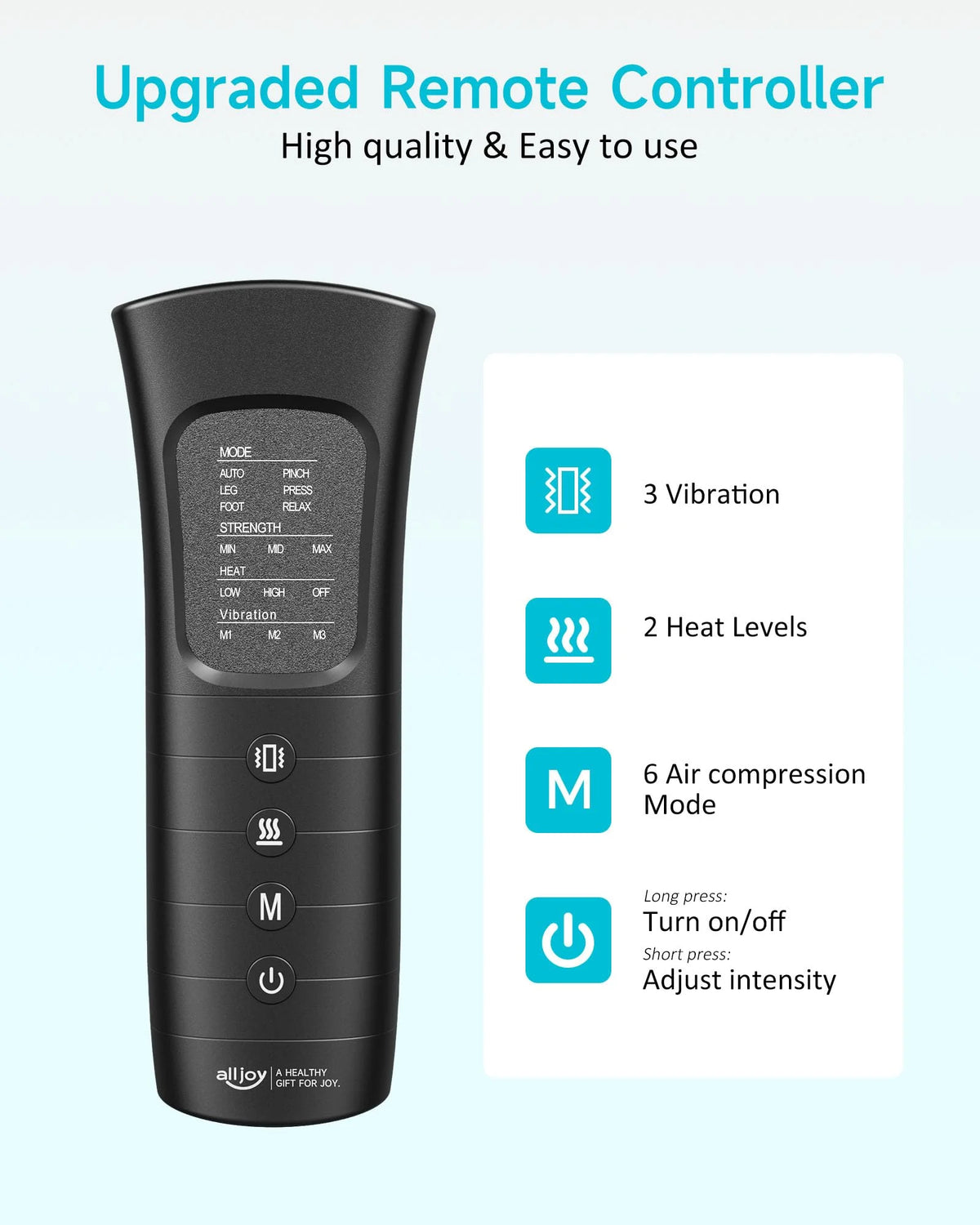 ALLJOY Leg Massager,Calf Foot Massager,Leg Air Compression Massager for Circulation,6 Modes 3 Intensities 2 Heating Levels 30 Mins Auto-off 2 Extensions